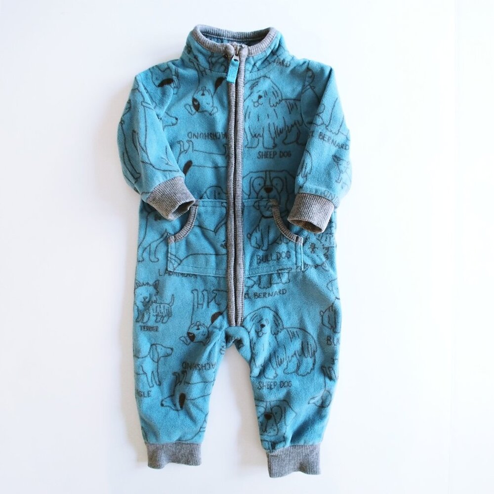 Carter's Fleece Dog-Print Zip Footless Sleeper with Pocketsize 6 Months